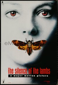 7c0566 SILENCE OF THE LAMBS teaser DS 1sh 1991 Jodie Foster with moth over mouth by Dawn Baillie!