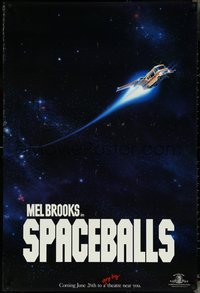 7c0577 SPACEBALLS teaser 1sh 1987 Mel Brooks sci-fi Star Wars spoof, John Candy, Pullman!