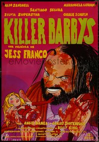 7c0116 KILLER BARBYS Spanish 1996 Jess Franco, wild art of psychotic man & bloody doll, rare!