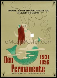 7c0088 DEN PERMANENTE 25x33 Danish museum/art exhibition 1956 Ungermann art of mermaid, ultra rare!