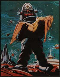 7c0834 FORBIDDEN PLANET 2-sided 17x22 special poster 1978 Robby the Robot carrying sexy Anne Francis!