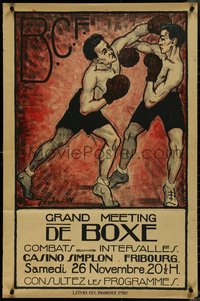 7c0212 GRAND MEETING DE BOXE 25x38 Swiss special poster 1930s Jordan art of men boxing, ultra rare!