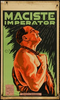 7c0074 MACISTE IMPERATORE Dutch 1924 linocut art of legendary strongman w/ chains, rare!