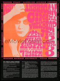 7c0104 NEW AMERICAN CINEMA WORKSHOP 24x32 film festival poster 1967 intense Theda Bara, ultra rare!