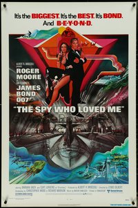 7c0586 SPY WHO LOVED ME 1sh 1977 art of Roger Moore as James Bond & Barbara Bach by Bob Peak!