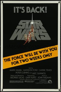 7c0590 STAR WARS studio style 1sh R1981 A New Hope, The Force Will Be With You For Two Weeks Only!