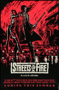 7c0598 STREETS OF FIRE advance 1sh 1984 Walter Hill, Riehm pink dayglo art, a rock & roll fable!