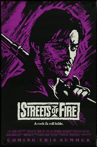 7c0600 STREETS OF FIRE advance 1sh 1984 Walter Hill, Riehm purple dayglo art, a rock & roll fable!