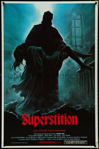 7c0603 SUPERSTITION 1sh 1985 art of ghoulish figure carrying girl, you should have believed!