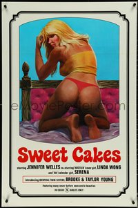 7c0604 SWEET CAKES 1sh 1976 super sexy artwork of nearly naked girl with back turned in bed!