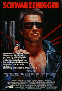 7c0610 TERMINATOR 1sh 1984 classic image of cyborg Arnold Schwarzenegger, no border design!