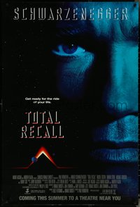 7c0623 TOTAL RECALL advance 1sh 1990 Paul Verhoeven, huge close-up of Arnold Schwarzenegger!