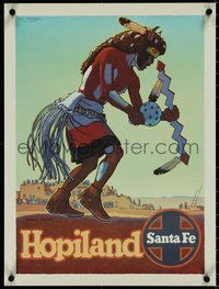 7c0800 SANTA FE HOPILAND 18x24 travel poster 1960s wonderful artwork of Native American dancing!