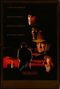 7c0631 UNFORGIVEN DS 1sh 1992 gunslinger Clint Eastwood, Gene Hackman, Morgan Freeman, Harris!