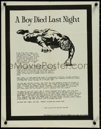 7c0859 BOY DIED LAST NIGHT 18x23 WWII war poster 1943 art of dead soldier, ultra rare!