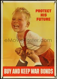 7c0182 BUY & KEEP WAR BONDS 29x40 WWII war poster 1944 art of a smiling child by Ruth Nichols!