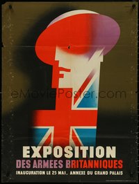 7c0183 EXPOSITION DES ARMEES BRITANNIQUES 24x32 English WWII war poster 1945 Games art, ultra rare!