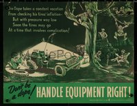 7c0865 HANDLE EQUIPMENT RIGHT 14x18 WWII war poster 1940s Joe Dope by Eisner & Miner, ultra rare!