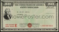 7c0877 WAR SAVINGS BOND SERIES E 50 style 14x26 WWII war poster 1944 Thomas Jefferson, ultra rare!