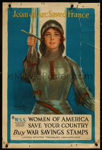 7c0187 WOMEN OF AMERICA SAVE YOUR COUNTRY 20x30 WWI war poster 1918 Joan of Arc by Haskell Coffin!