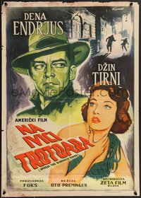 7c0810 WHERE THE SIDEWALK ENDS Yugoslavian 20x28 1950 Andrews, Gene Tierney, Preminger, ultra rare!