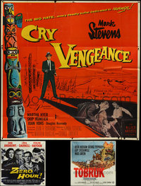 7d0097 LOT OF 3 FOLDED SIX-SHEETS 1950s-1960s Cry Vengeance, Zero Hour, Tobruk!