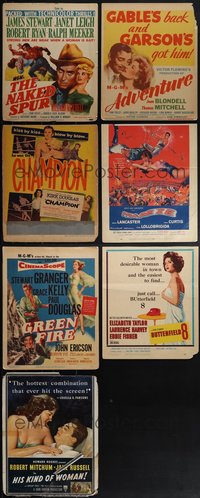 7d0063 LOT OF 7 MOSTLY UNFOLDED TRIMMED WINDOW CARDS 1940s-1960s for a variety of different movies!