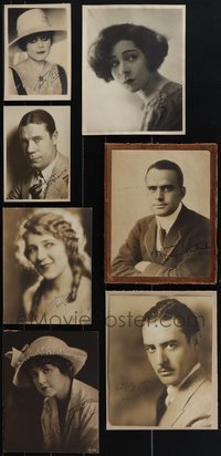 7d1094 LOT OF 7 FAN PHOTOS WITH FACSIMILE AUTOGRAPHS 1910s-1920s great portaits of top stars!