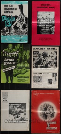 7d0208 LOT OF 6 HORROR/SCI-FI UNCUT PRESSBOOKS 1950s-1960s advertising for several movies!