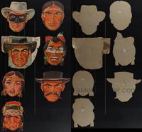 7d0124 LOT OF 7 WHEATIES LONE RANGER MASKS 1950s including Tonto & other characters!