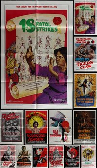 7d0454 LOT OF 21 FOLDED KUNG FU ONE-SHEETS 1970s-1980s great images from martial arts movies!