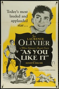 7d0458 LOT OF 21 FOLDED AS YOU LIKE IT R49 ONE-SHEETS R1949 Laurence Olivier, William Shakespeare!