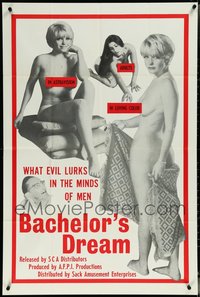 7d0670 LOT OF 5 FOLDED BACHELOR'S DREAM ONE-SHEETS 1967 what evil lurks in the minds of men!