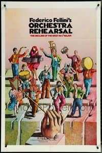 7d0475 LOT OF 19 FOLDED ORCHESTRA REHEARSAL ONE-SHEETS 1979 Federico Fellini, great art!