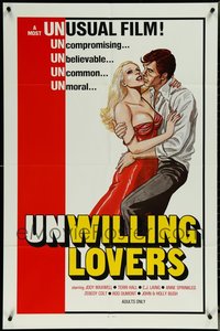 7d0530 LOT OF 14 FOLDED UNWILLING LOVERS ONE-SHEETS 1977 art of sexy blonde & her lover!