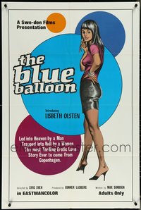 7d0387 LOT OF 29 FOLDED BLUE BALLOON ONE-SHEETS 1973 most thrilling erotic love story of Denmark!