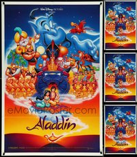 7d0666 LOT OF 5 FOLDED DOUBLE-SIDED ALADDIN ONE-SHEETS 1992 Disney cartoon, if you had 3 wishes!