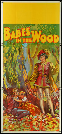 7d0088 LOT OF 4 FOLDED BABES IN THE WOOD STAGE PLAY ENGLISH THREE-SHEETS 1930s art of female lead!