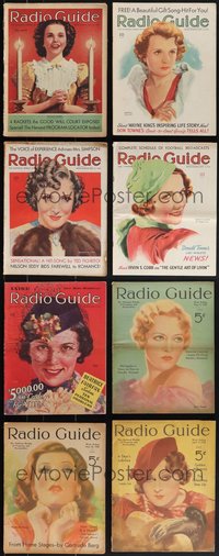 7d0229 LOT OF 8 1936 RADIO GUIDE MAGAZINES 1936 all with wonderful cover art of top stars!