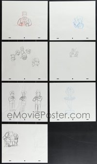 7d0126 LOT OF 7 SIMPSONS PENCIL DRAWINGS 2000s great art of Kent Brockman, Comic Book Guy & more!