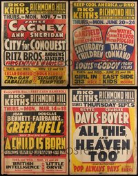 7d0006 LOT OF 6 LOCAL THEATRE JUMBO WINDOW CARDS 1940s most multi-bills from RKO Keith's in NYC