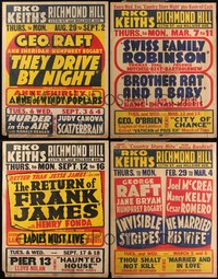 7d0008 LOT OF 4 LOCAL THEATRE JUMBO WINDOW CARDS 1930s-1940s multi-bills from RKO Keith's in NYC!