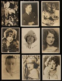 7d1091 LOT OF 9 DELUXE 5X7 FAN PHOTOS OF TOP STARS WITH FACSIMILE AUTOGRAPHS 1920s-1930s cool