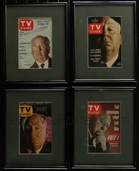 7d1129 LOT OF 4 FRAMED TV GUIDE MAGAZINES WITH ALFRED HITCHCOCK COVERS 1950s-1960s great images!