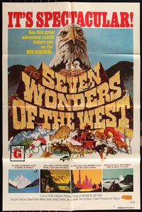 7d0610 LOT OF 7 FOLDED SEVEN WONDERS OF THE WEST ONE-SHEETS 1973 fly w/eagles over Monument Valley!