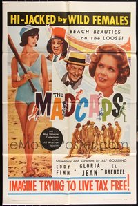 7d0617 LOT OF 7 FOLDED LAFFING TIME R64 RE-TITLED ONE-SHEETS R1964 Madcaps, beach beauties!