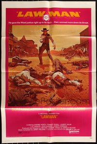 7d0585 LOT OF 9 FOLDED LAWMAN ONE-SHEETS 1971 art of cowboy Burt Lancaster in gunfight aftermath!