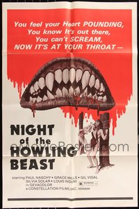 7d0464 LOT OF 20 FOLDED NIGHT OF THE HOWLING BEAST ONE-SHEETS 1977 you feel your heart POUNDING!