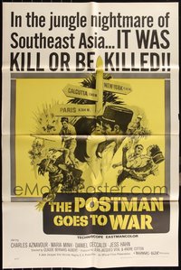 7d0444 LOT OF 22 FOLDED POSTMAN GOES TO WAR ONE-SHEETS 1966 jungle nightmare of Southeast Asia!