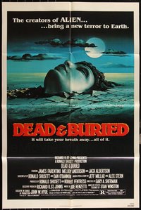 7d0526 LOT OF 15 FOLDED DEAD & BURIED ONE-SHEETS 1981 great Campanile horror art!